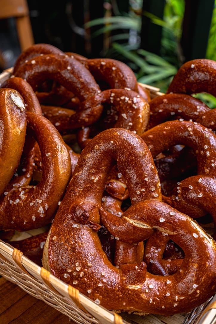 Basket of soft pretzels